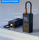 Компактний акумуляторний повітряний компресор Tyre Inflator JG-5641 портативний з цифровим дисплеєм, фото 6