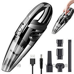 Автомобільний бездротовий пилосос 2200 мАг + насадки / Вакуумний ручний пилосос на акумуляторі