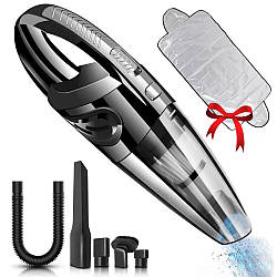 Ручний пилосос для авто 2200 мАг + Подарунок Накидка-чохол на лобове скло / Вакуумний автомобільний пилосос