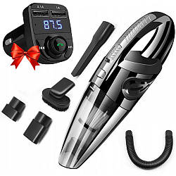 Бездротовий автопилосос 120Вт + Подарунок Модулятор CAR X8 BT / Вакуумний ручний пилосос на акумуляторі