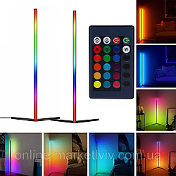 Комплект 2шт Підлогова RGB лампа з пультом, 135cм / Кутова лампа торшер / Світильник підлоговий / LED лампа