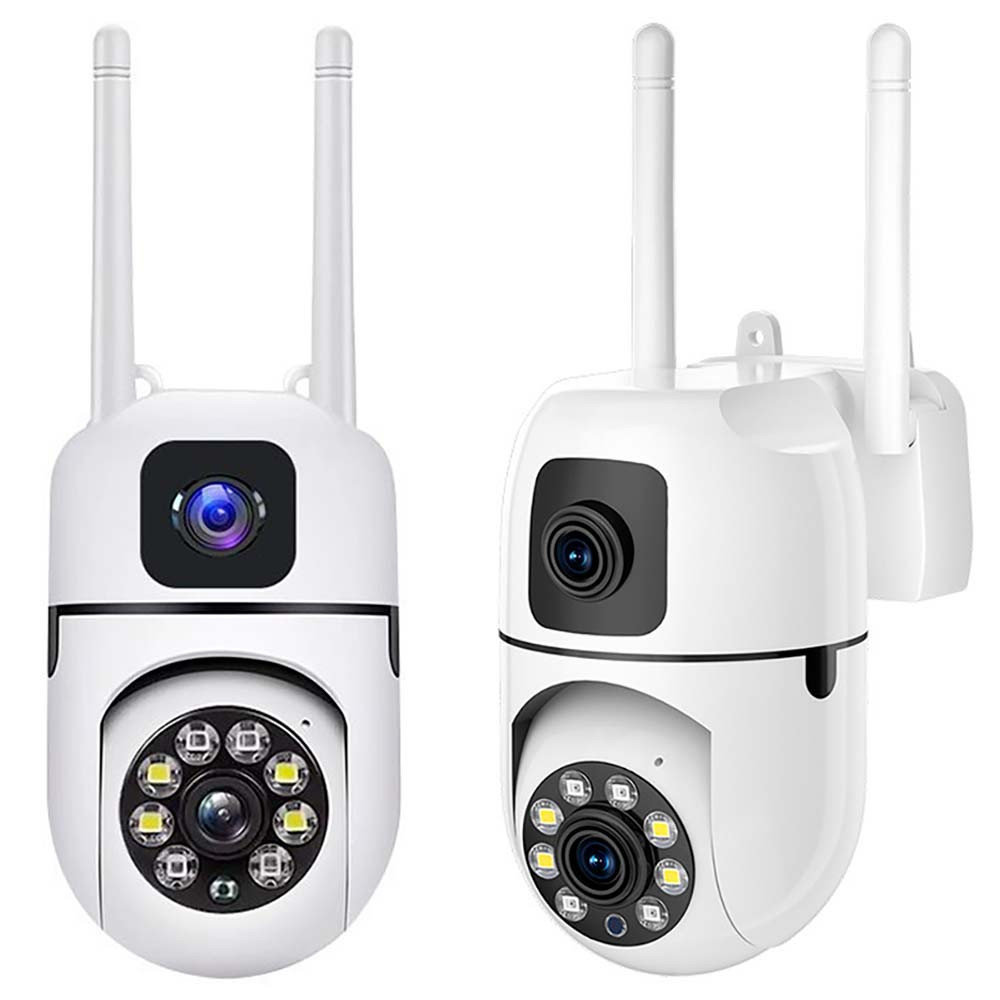 Комплект 2 шт Вулична камера відеоспостереження WiFi, від мережі, Dual Lens E10 / Вайфай камера / Камера спостереження, фото 1