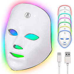 LED-маска для обличчя (7 режимів), від USB / Світлодіодна маска для світлотерапії / Лед маска