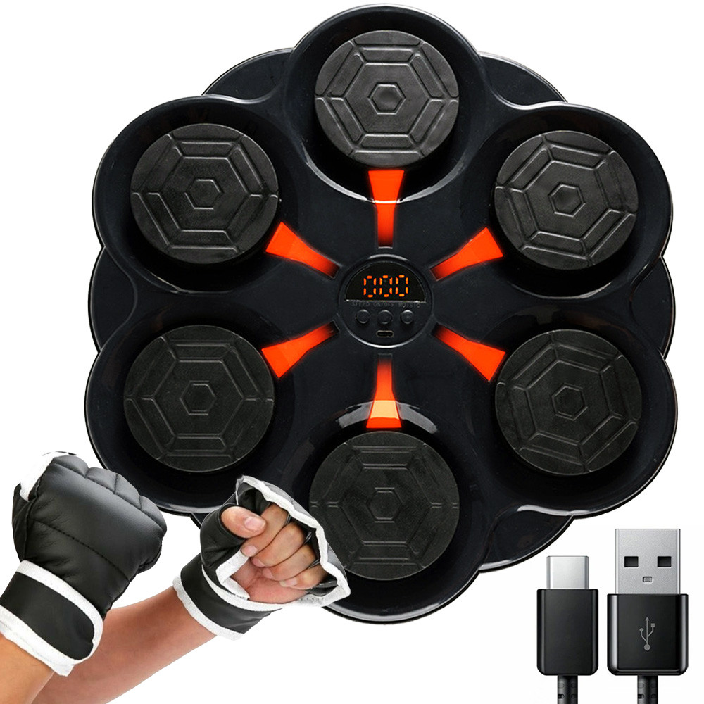 Настінний боксерський тренажер Bluetooth, + рукавички, 32х32см / Боксерська мішень з підсвіткою та музикою
