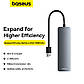 USB-хаб із входом USB-A Baseus UltraJoy Series Lite 4-в-1 (USB-A до USB 3.0*4, 0.15 м). Gray, фото 5