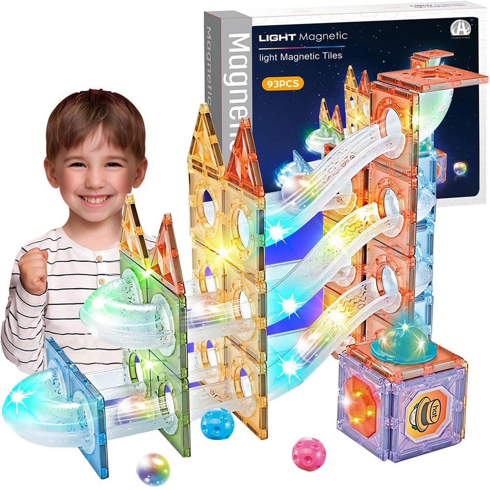 Магнітний конструктор з підсвіткою 93 деталі, CH1224 / Розвиваючий конструктор для дітей / Дитячий конструктор, фото 1
