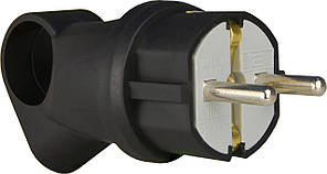 Вилка каучукова кутова з кільцем 2P+PE 16А