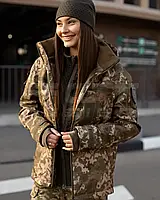 Куртка зимова жіноча Hunter Softshell піксель ЗСУ, флісова підкладка, водовідштовхувальна, тактична форма