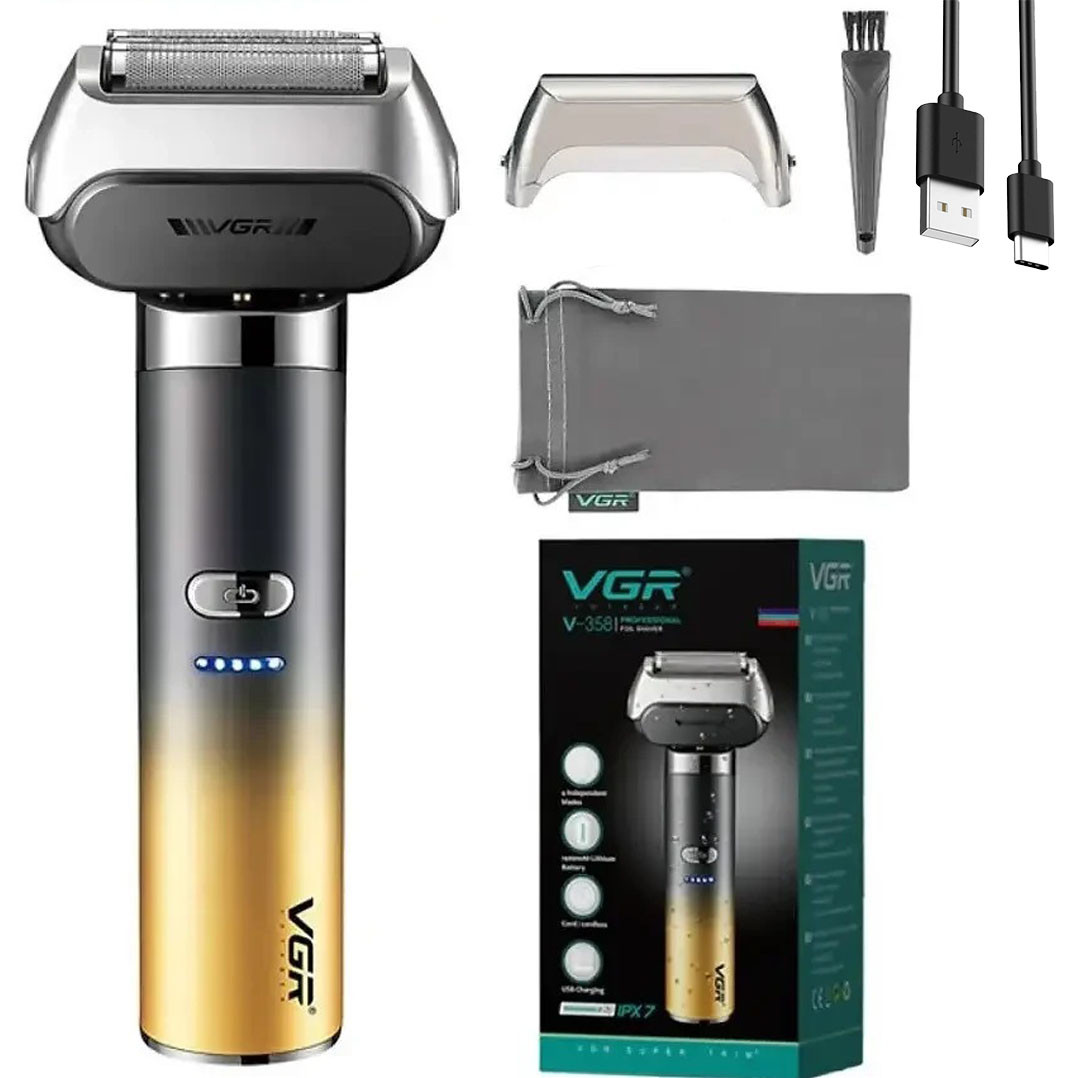 Бездротова електробритва з потрійним лезом, IPX7, VGR-358 / Шейвер для гоління / Чоловіча машинка для гоління, фото 1