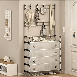 Підлогова вішалка з полицею для взуття, 180х62х28см, Dx6205b, Біла / Стійка для одягу / Вішалка для одягу