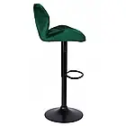 Крісло барне хокер SEVILLA на чорній ніжці, оббивка велюрова, регуляція висоти механізмом газліфт, зелене, фото 9