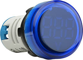 Круглий цифровий вимірювач напруги ED16-22VD 30-500В АС (синій)