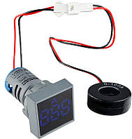 Квадратний цифровий вимірювач струму ED16-22FAD 0-100A (синій)