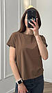 Футболка жіноча ТРИКОТАЖНА базова КОРИЧНЕВИЙ 049/21, фото 2