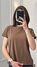 Футболка жіноча ТРИКОТАЖНА базова КОРИЧНЕВИЙ 049/21, фото 6