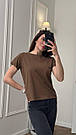 Футболка жіноча ТРИКОТАЖНА базова КОРИЧНЕВИЙ 049/21, фото 5