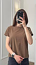 Футболка жіноча ТРИКОТАЖНА базова КОРИЧНЕВИЙ 049/21, фото 7