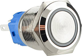 TYJ 19-271  Кнопка металева пласка з підсвічуванням, 1NO+1NC, червона  220V.