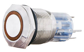 TYJ 19-271  Кнопка металева пласка з підсвічуванням, 1NO+1NC, жовта  220V.