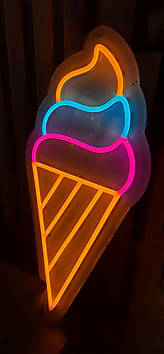 Неонова LED вивіска Морозиво 250х500мм