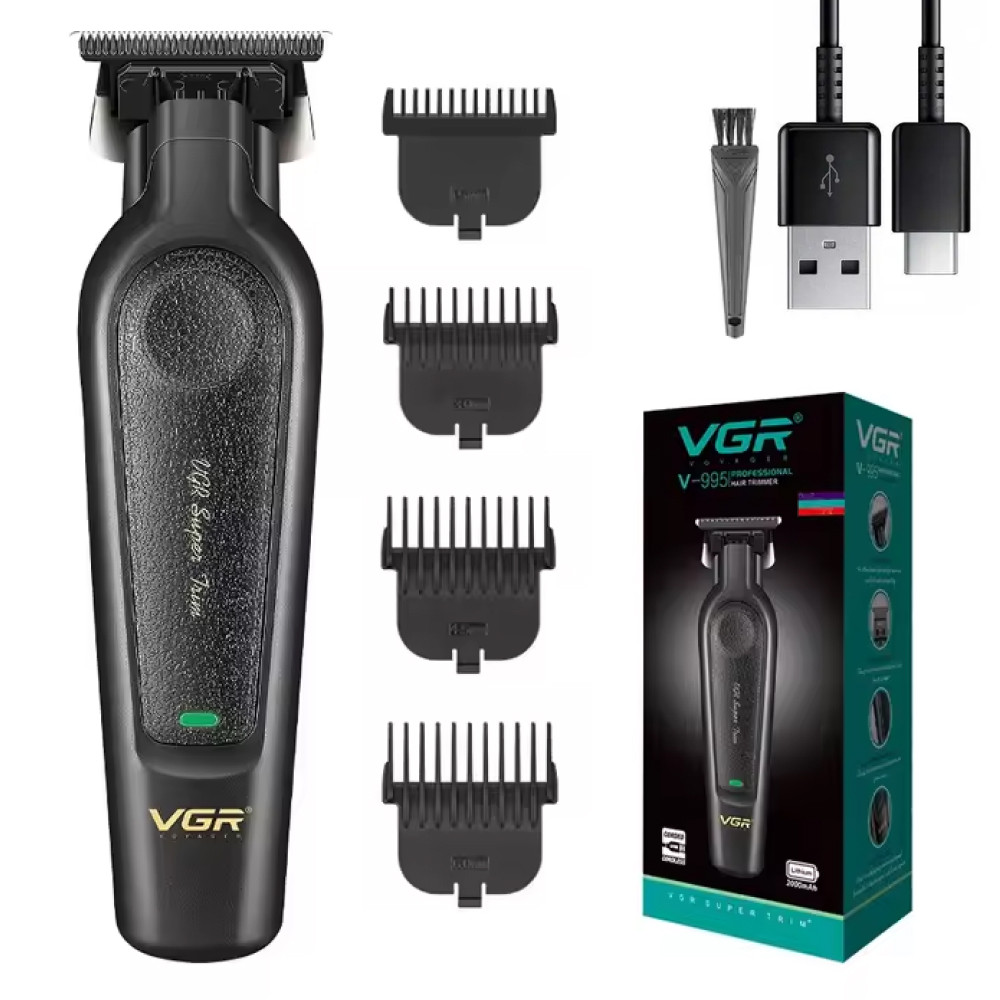 Акумуляторна машинка для стрижки, 4 насадки, 2000 мАг, USB, VGR 995 Pro / Акумуляторний тример