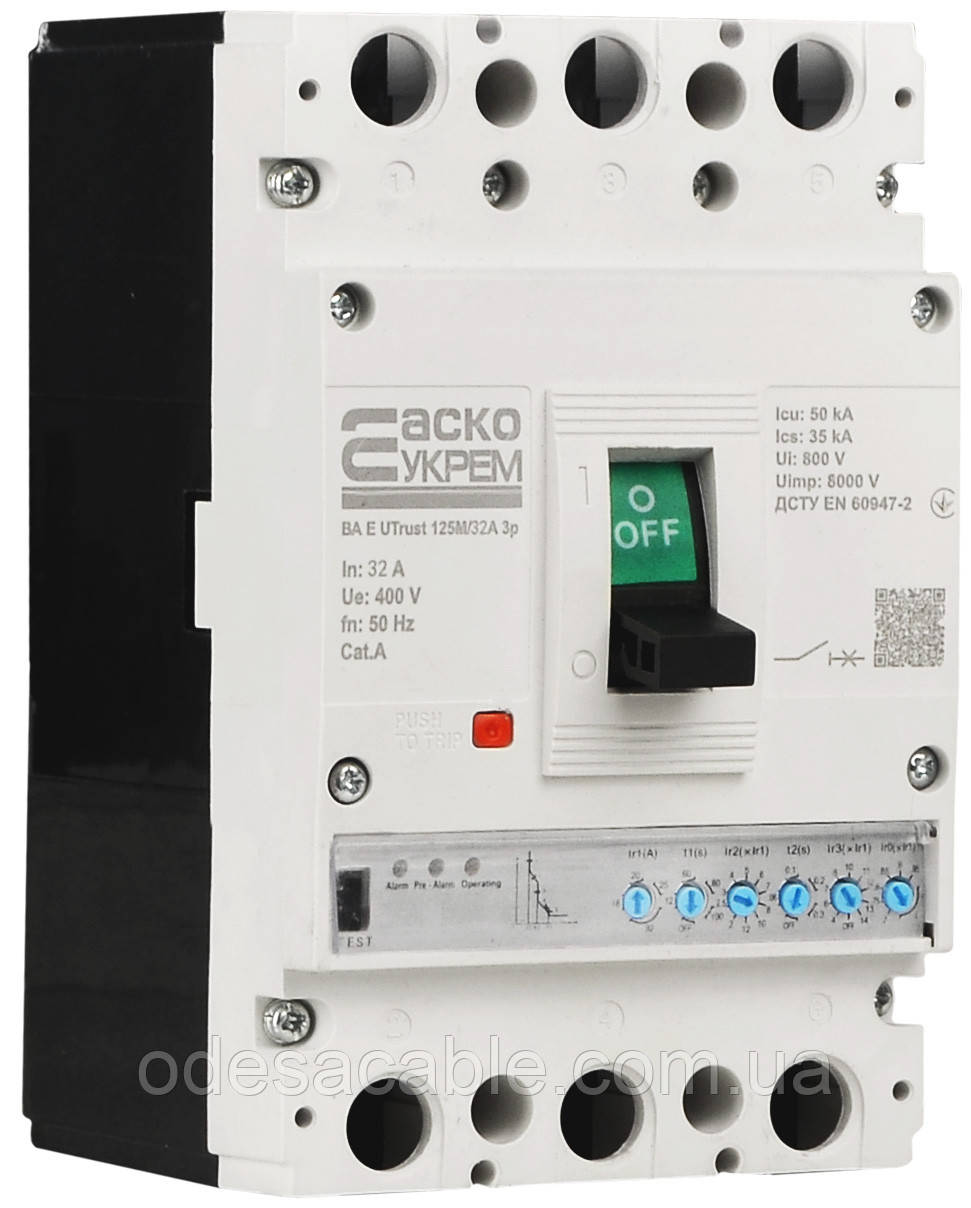 Силовий автоматичний вимикач з електронним розчіплювачем UTrust 125M/32А 3P