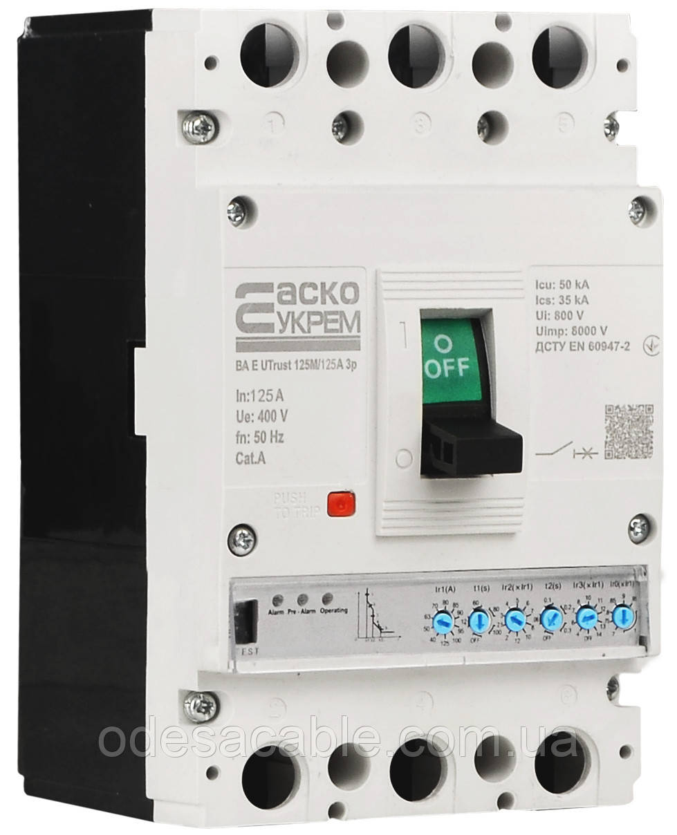 Силовий автоматичний вимикач з електронним розчіплювачем UTrust 125M/125А 3P