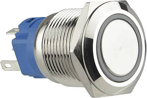 TYJ 19-271  Кнопка металева пласка з підсвічуванням, 1NO+1NC, червона  24V.