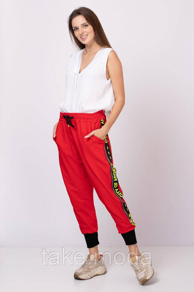 Бавовняні штани з лампасами з боків Acqua&Limone M-XL Червоний fw220129_red_M-XL