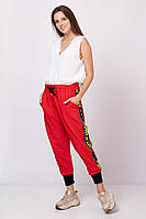 Бавовняні штани з лампасами з боків Acqua&Limone M-XL Червоний fw220129_red_M-XL
