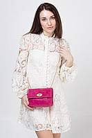 Клатч Takeasy Фуксія - Італійський жіночий клатч з натуральної шкіри на ланцюжку з відкидним клапаном та поворотним замком