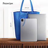 Шопер Takeasy Синій - Італійська жіноча м’яка сумка-шопер із натуральної шкіри без підкладки на блискавці з внутрішньою кишенею та, фото 2