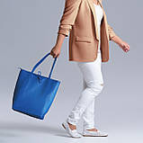 Шопер Takeasy Синій - Італійська жіноча м’яка сумка-шопер із натуральної шкіри без підкладки на блискавці з внутрішньою кишенею та, фото 7