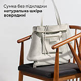 Жіноча Сумка-Шоппер на Блискавці з Натуральної Шкіри TAKEASY Бежевий Зроблено в ІТАЛІЇ Містка М'яка Без підкладки З кишенею, фото 6
