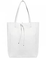 Шопер Takeasy Білий - Італійська жіноча м’яка сумка-шопер із натуральної шкіри без підкладки на блискавці з внутрішньою кишенею та