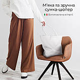 Шопер Takeasy Білий - Італійська жіноча м’яка сумка-шопер із натуральної шкіри без підкладки на блискавці з внутрішньою кишенею та, фото 4