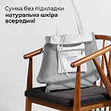 Шопер Takeasy Білий - Італійська жіноча м’яка сумка-шопер із натуральної шкіри без підкладки на блискавці з внутрішньою кишенею та, фото 5