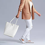 Шопер Takeasy Білий - Італійська жіноча м’яка сумка-шопер із натуральної шкіри без підкладки на блискавці з внутрішньою кишенею та, фото 7