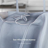 Шопер Takeasy Блакитний - Італійська жіноча м’яка сумка-шопер із натуральної шкіри без підкладки на блискавці з внутрішньою, фото 3