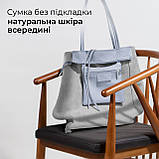 Жіноча Сумка-Шоппер на Блискавці з Натуральної Шкіри TAKEASY Світло-блакитний Зроблено в ІТАЛІЇ Містка М'яка Без підкладки З, фото 6