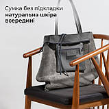 Жіноча Сумка-Шоппер на Блискавці з Натуральної Шкіри TAKEASY Темно-сірий Зроблено в ІТАЛІЇ Містка М'яка Без підкладки З кишенею, фото 6