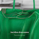 Шопер Takeasy Зелений - Італійська жіноча м’яка сумка-шопер із натуральної шкіри без підкладки на блискавці з внутрішньою кишенею, фото 3