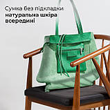 Шопер Takeasy Зелений - Італійська жіноча м’яка сумка-шопер із натуральної шкіри без підкладки на блискавці з внутрішньою кишенею, фото 5