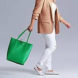 Шопер Takeasy Зелений - Італійська жіноча м’яка сумка-шопер із натуральної шкіри без підкладки на блискавці з внутрішньою кишенею, фото 7