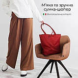Шопер Takeasy Червоний - Італійська жіноча м’яка сумка-шопер із натуральної шкіри без підкладки на блискавці з внутрішньою кишенею, фото 4