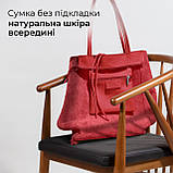 Шопер Takeasy Червоний - Італійська жіноча м’яка сумка-шопер із натуральної шкіри без підкладки на блискавці з внутрішньою кишенею, фото 5