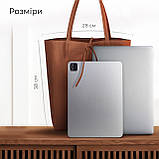 Шопер Takeasy Коричневий - Італійська жіноча м’яка сумка-шопер із натуральної шкіри без підкладки на блискавці з внутрішньою, фото 2