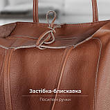 Шопер Takeasy Коричневий - Італійська жіноча м’яка сумка-шопер із натуральної шкіри без підкладки на блискавці з внутрішньою, фото 3