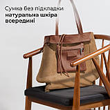 Шопер Takeasy Коричневий - Італійська жіноча м’яка сумка-шопер із натуральної шкіри без підкладки на блискавці з внутрішньою, фото 5