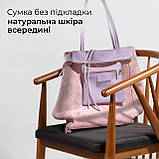 Жіноча Сумка-Шоппер на Блискавці з Натуральної Шкіри TAKEASY Ліловий Зроблено в ІТАЛІЇ Містка М'яка Без підкладки З кишенею, фото 6